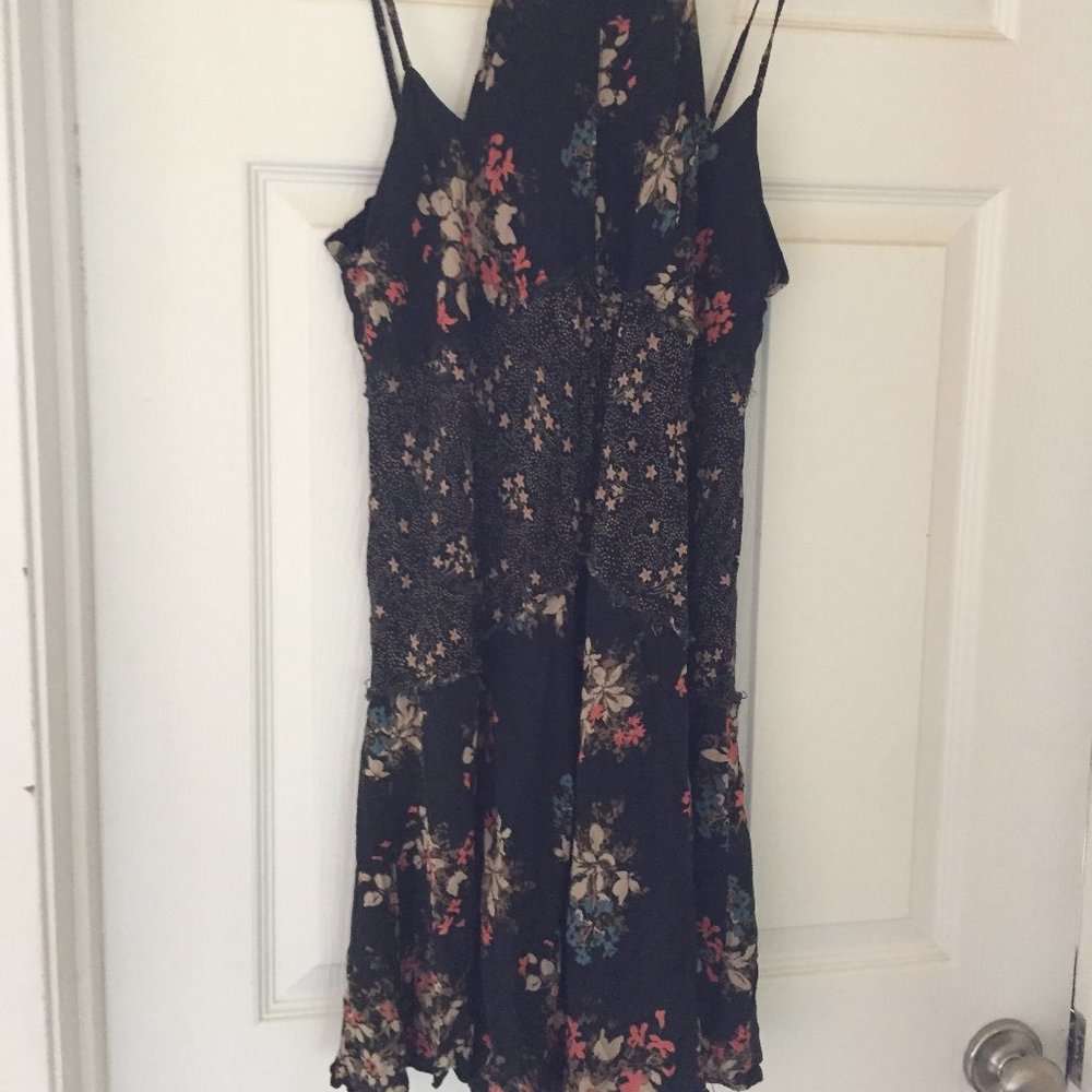 Intimately Free People Black Floral Print T Strap Slip Dress Size Small
